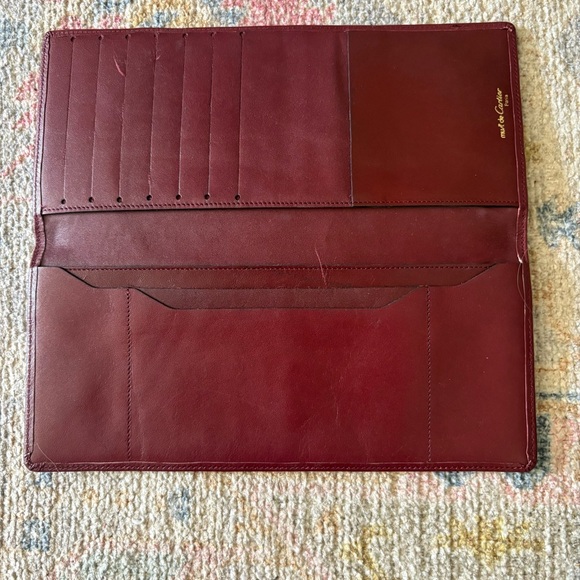 💯 CARTIER Burgundy Leather Wallet - Picture 7 of 14